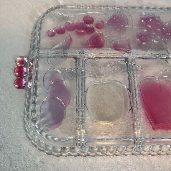 Vintage Indiana Glass Divided Serving/Relish Tray 5 Slot Fruits Hors D’oeuvres - Picture 10 of 12